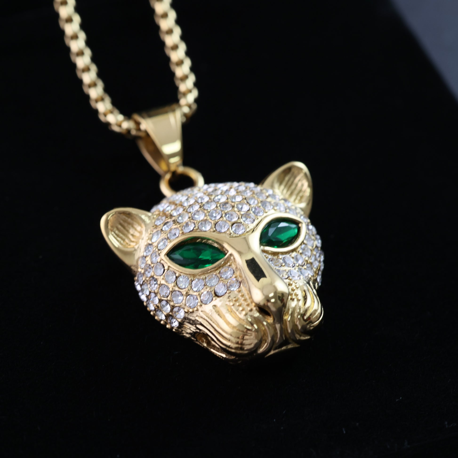 Gold-Plated Panther Pendant Necklace