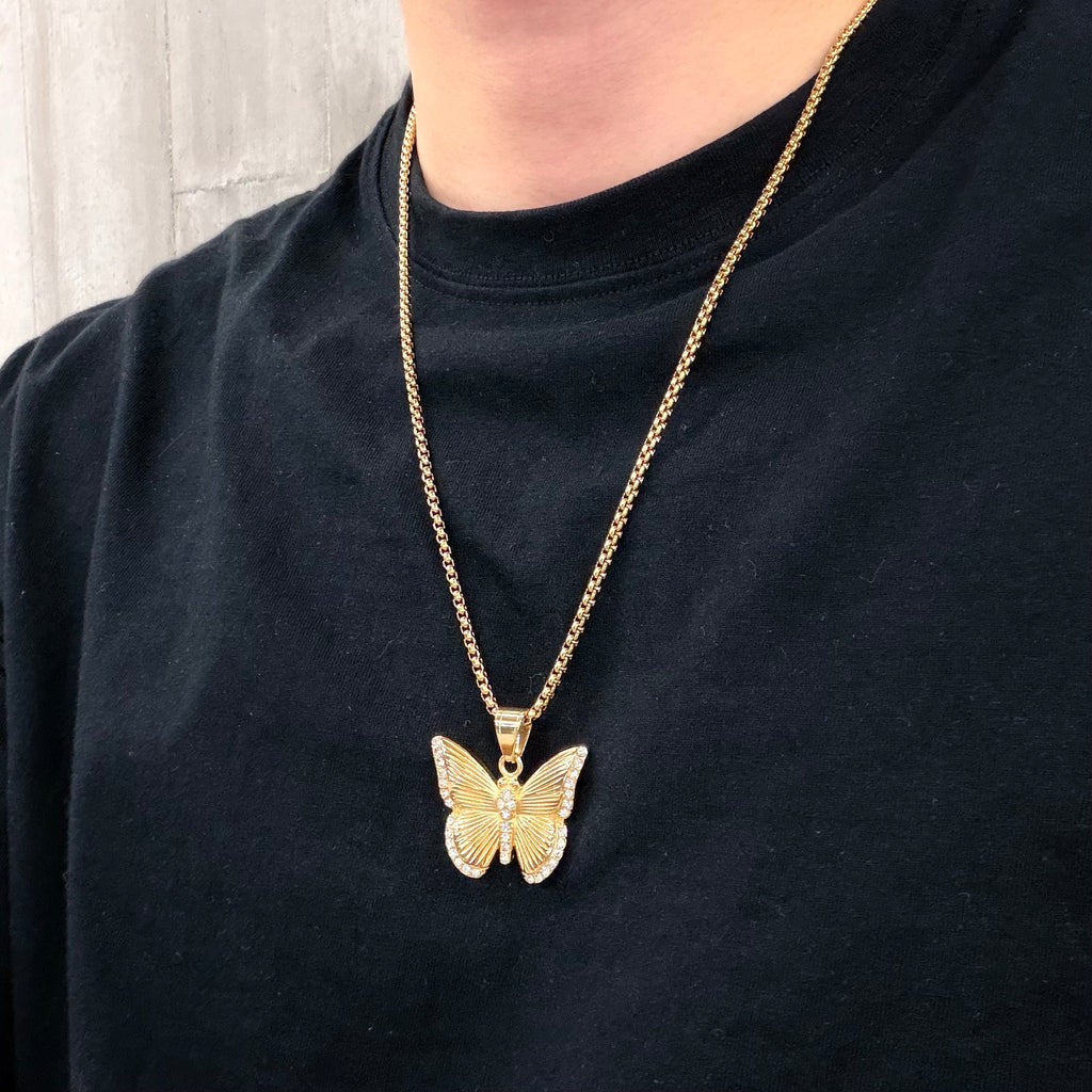 Gold-Plated Butterfly Pendant Necklace