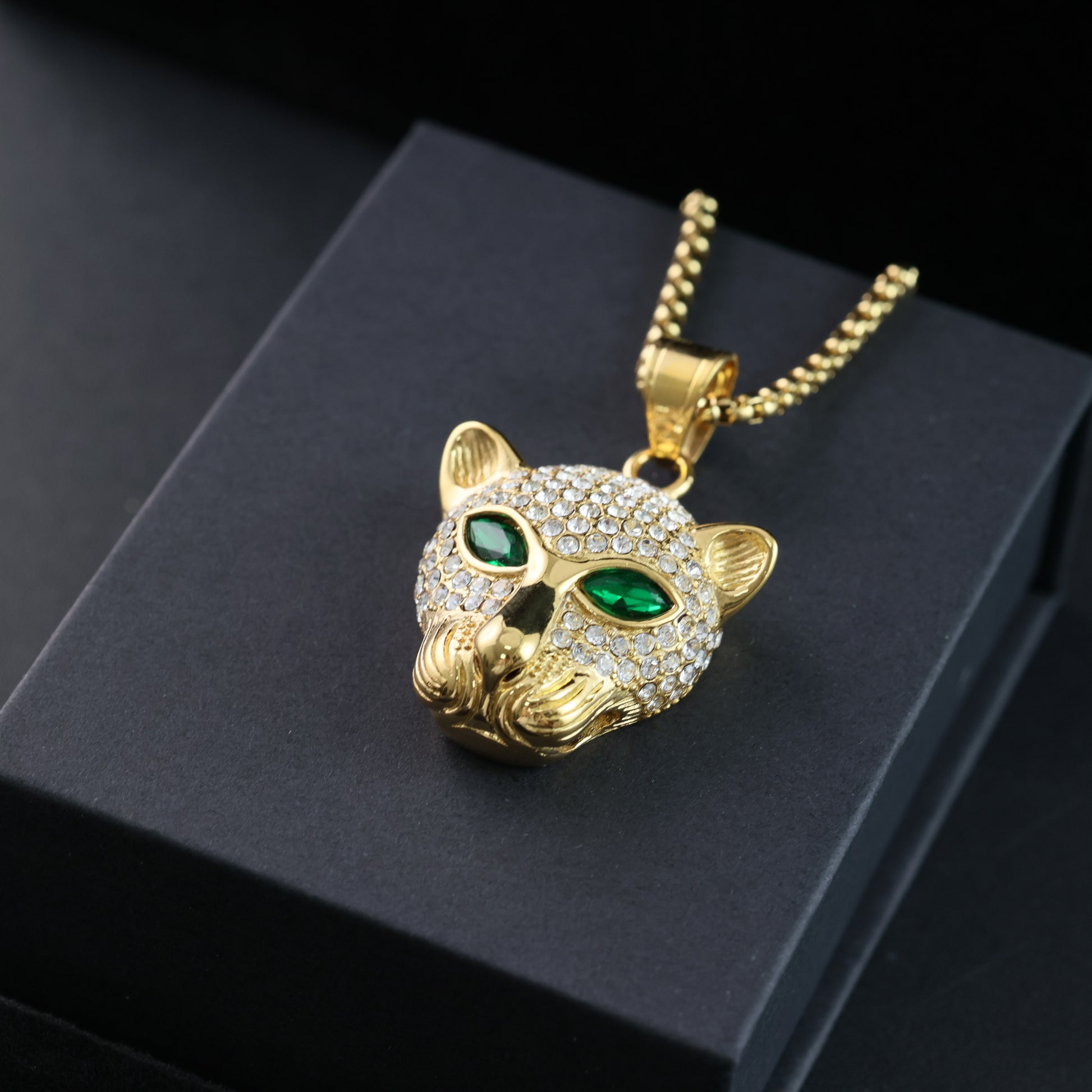 Gold-Plated Panther Pendant Necklace