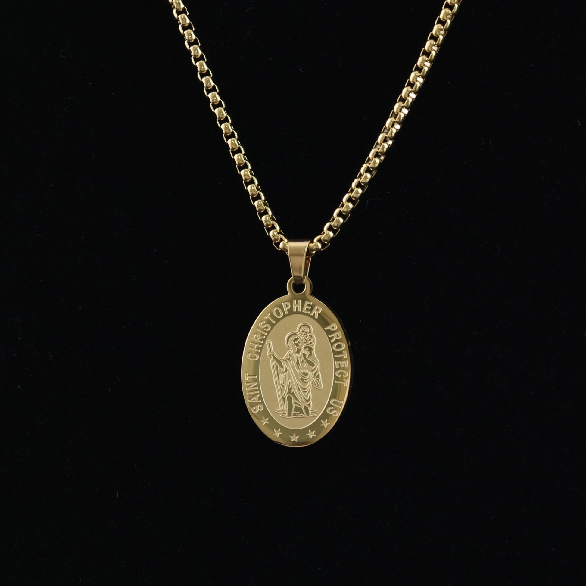Gold-Plated Saint Christopher Medal Necklace