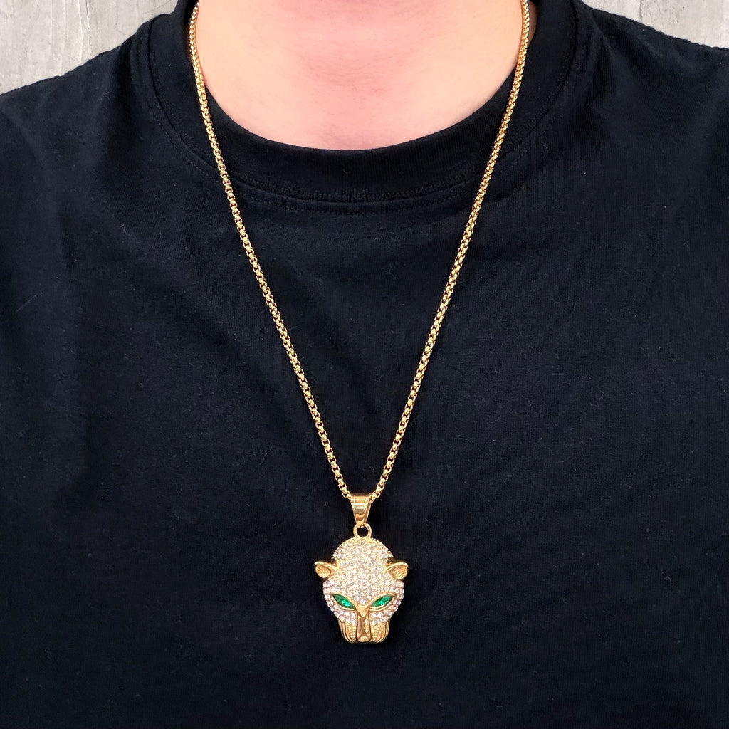 Gold-Plated Panther Pendant Necklace