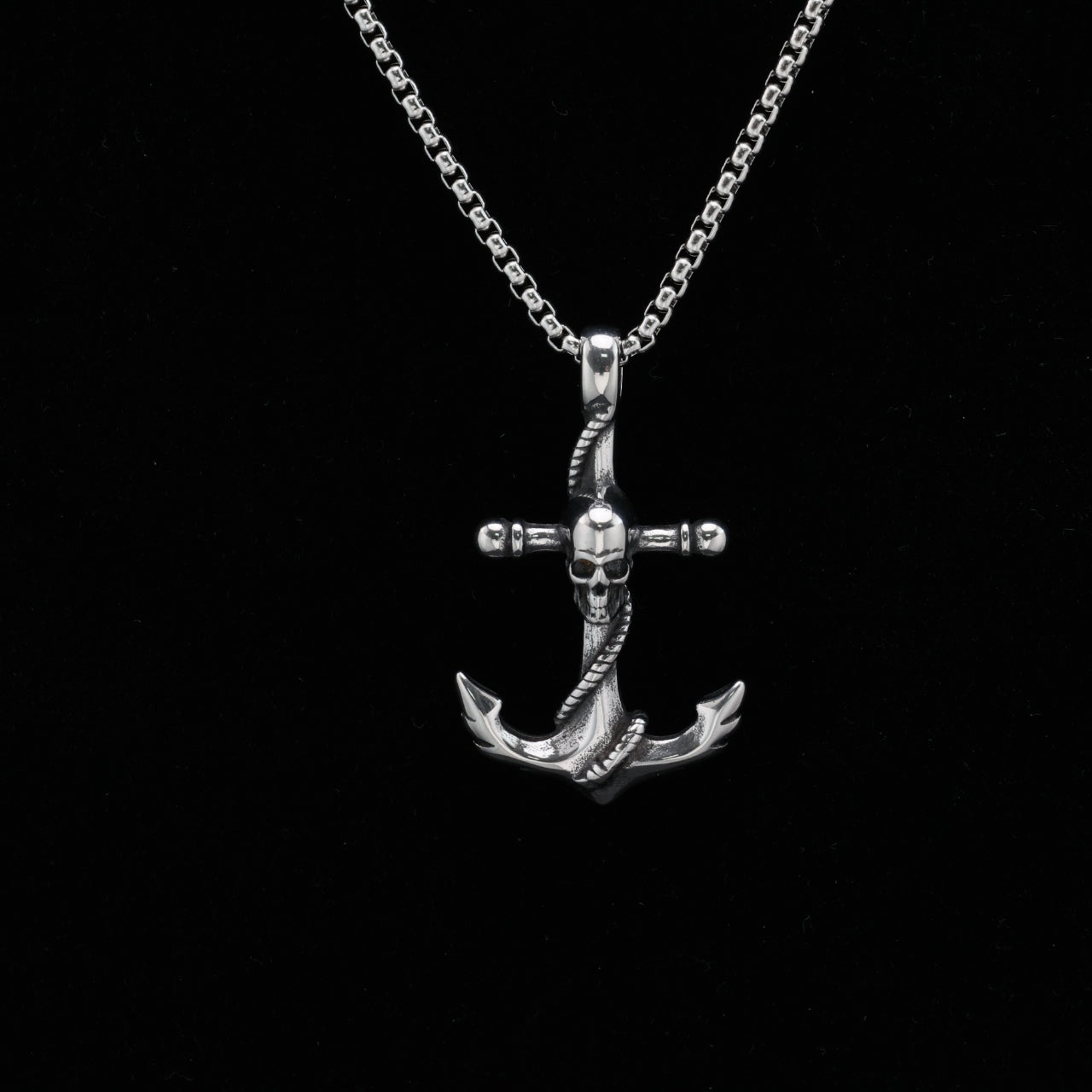 Skull and Anchor Pendant Necklace