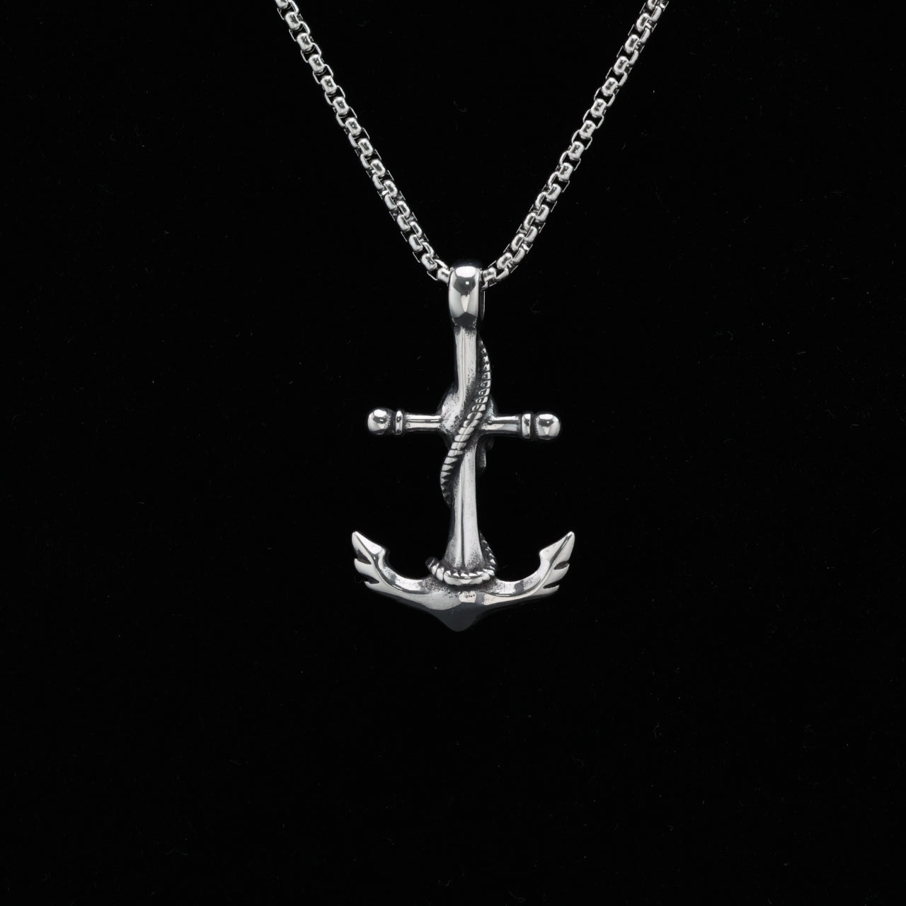 Skull and Anchor Pendant Necklace