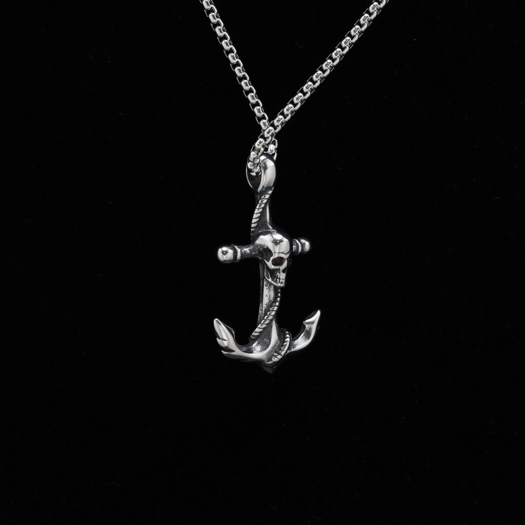 Skull and Anchor Pendant Necklace