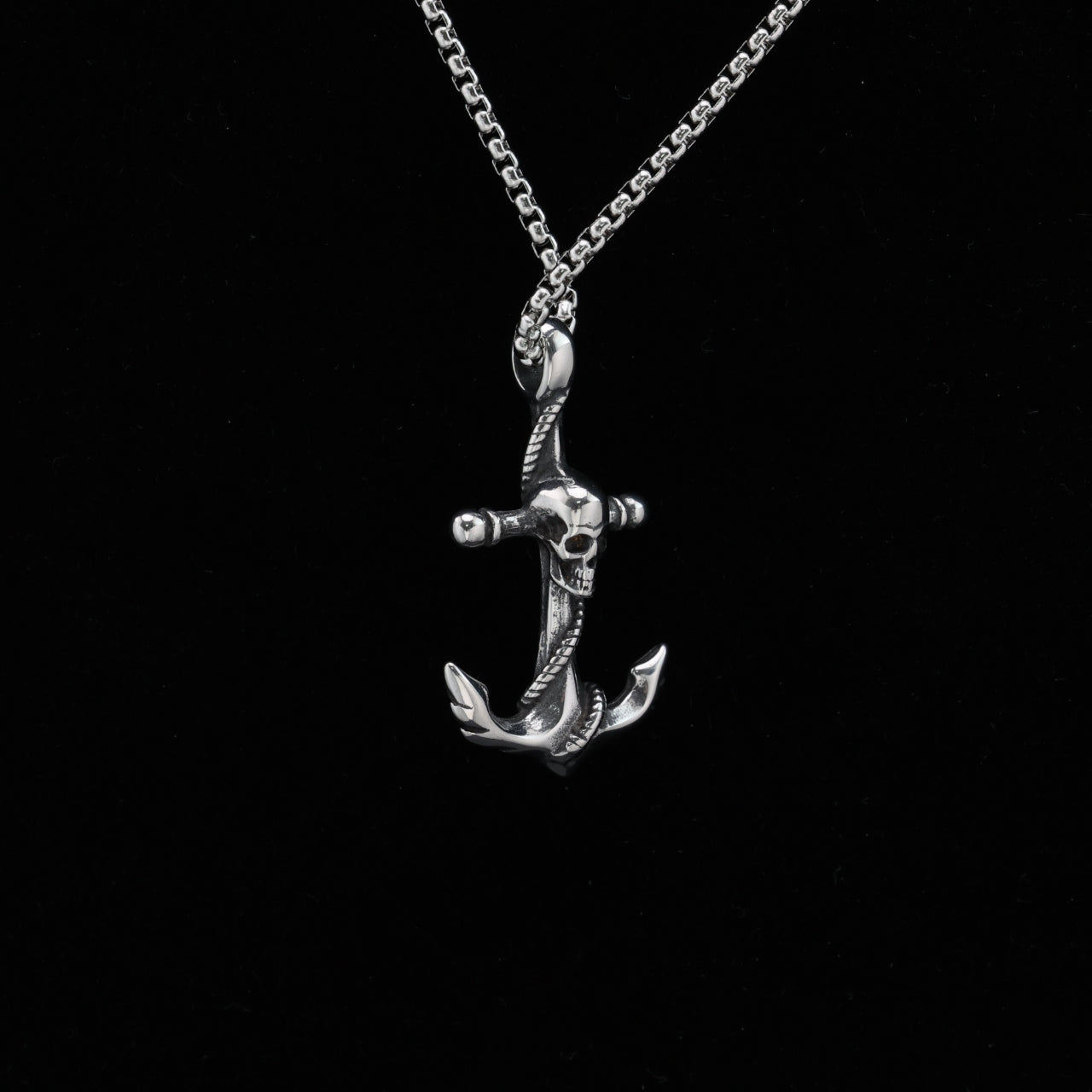 Skull and Anchor Pendant Necklace