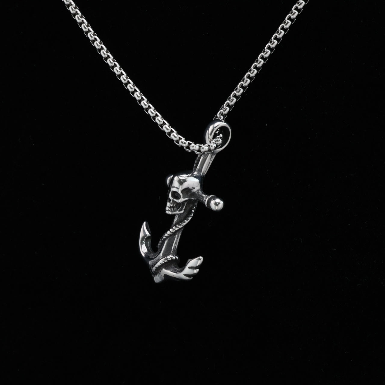Skull and Anchor Pendant Necklace