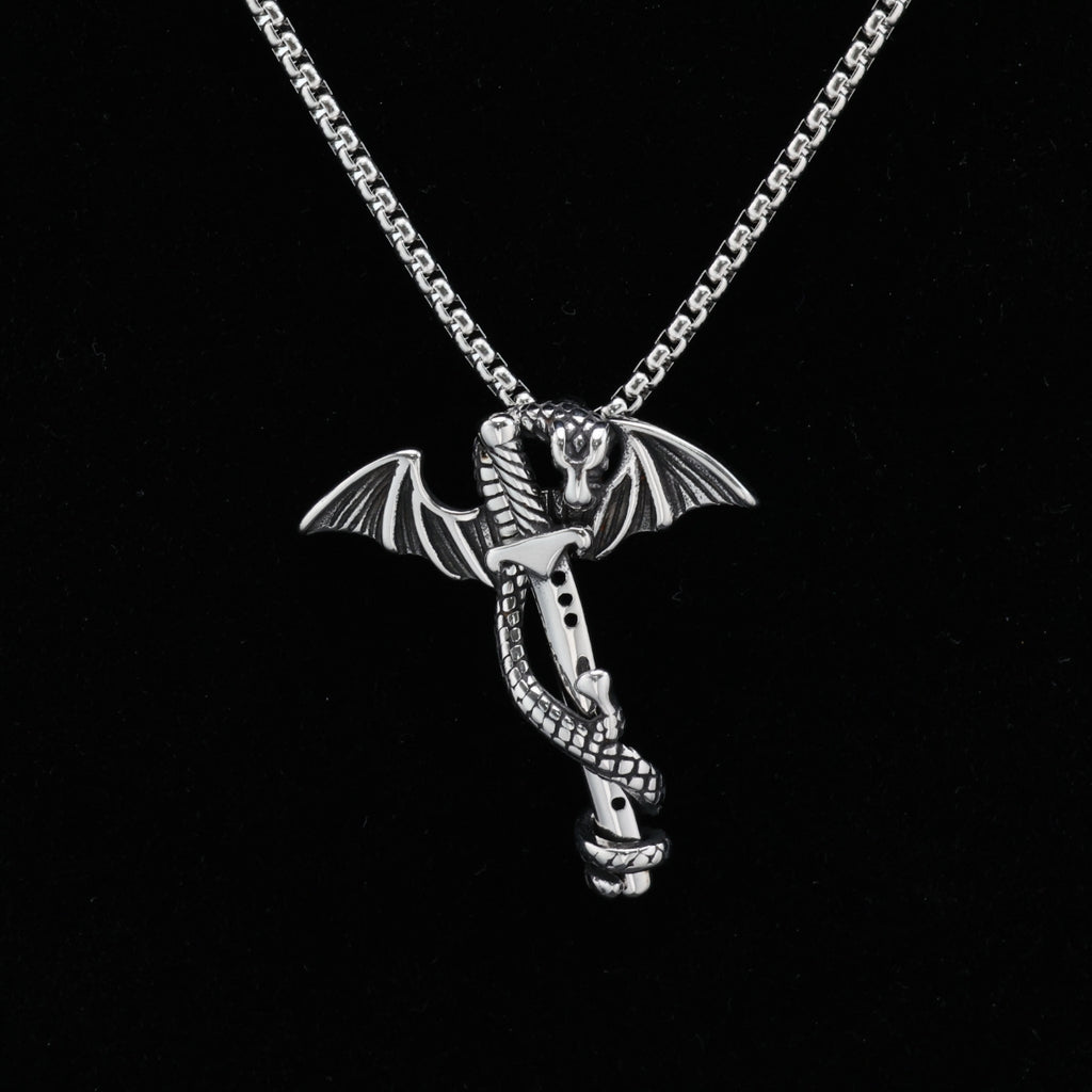 Dragon and Sword Pendant Necklace