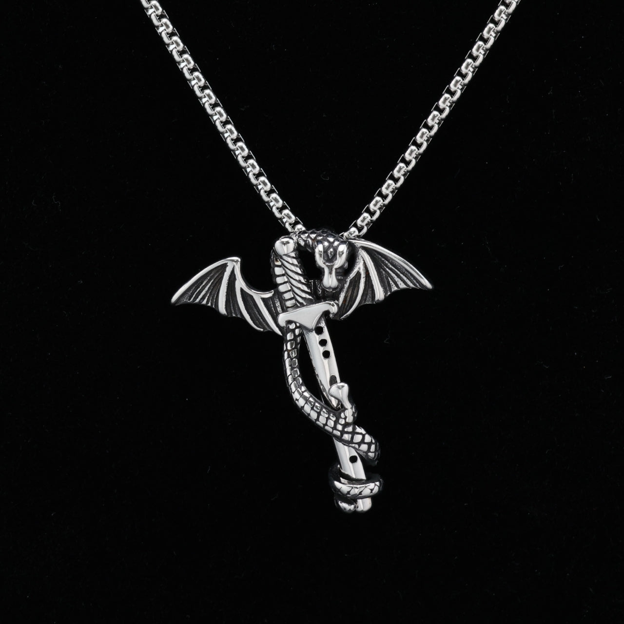 Dragon and Sword Pendant Necklace