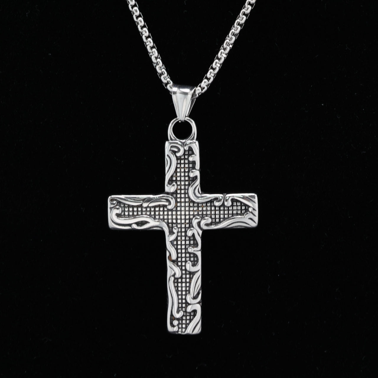 Checkered Cross Pendant Necklace