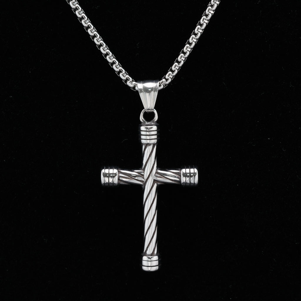 Striped Cross Pendant Necklace