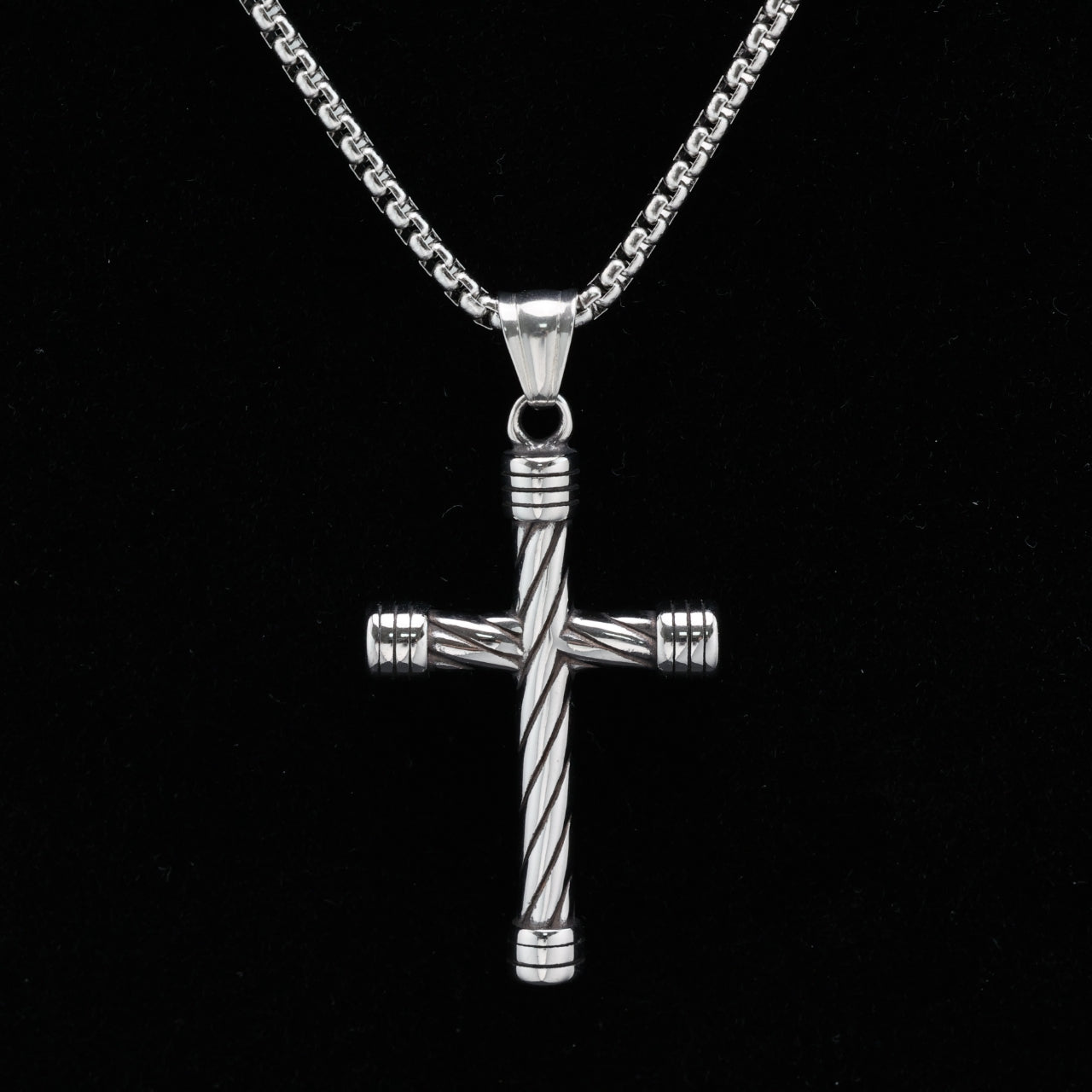 Striped Cross Pendant Necklace
