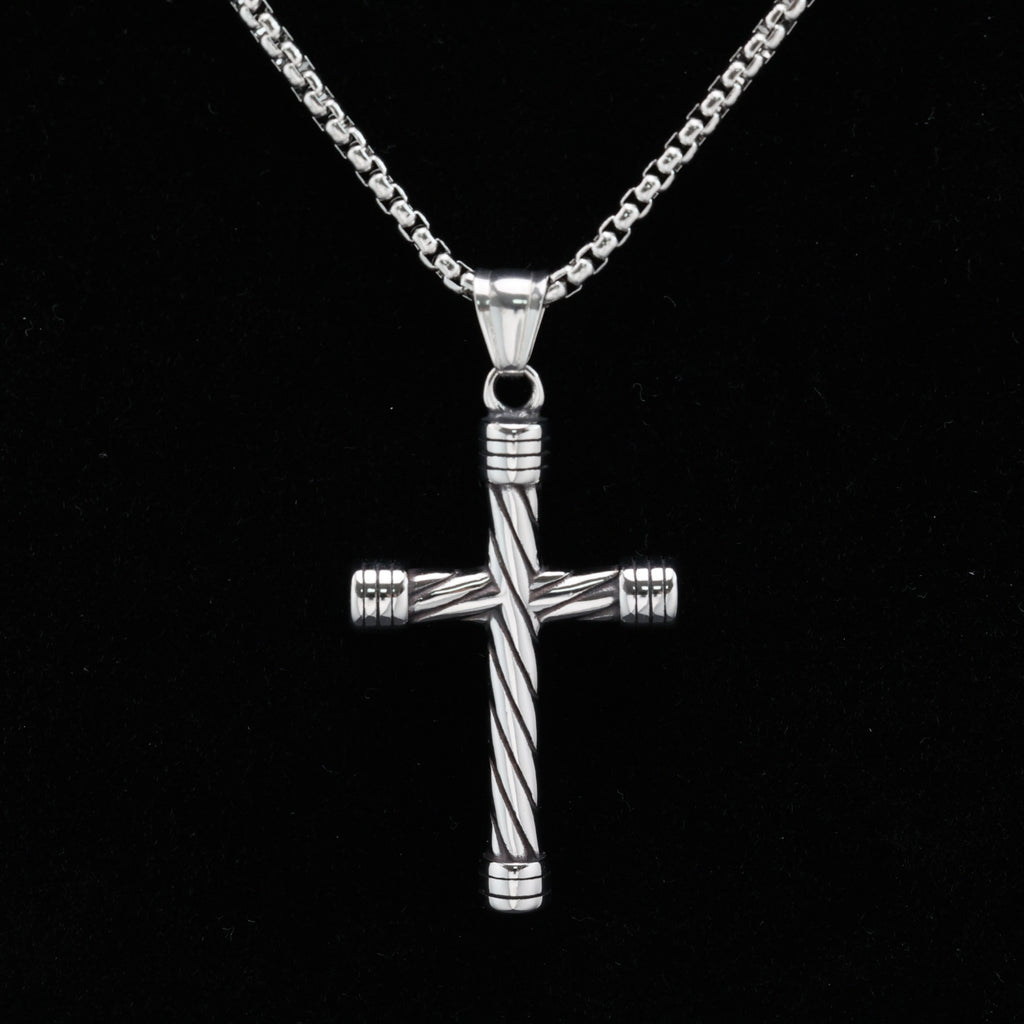 Striped Cross Pendant Necklace