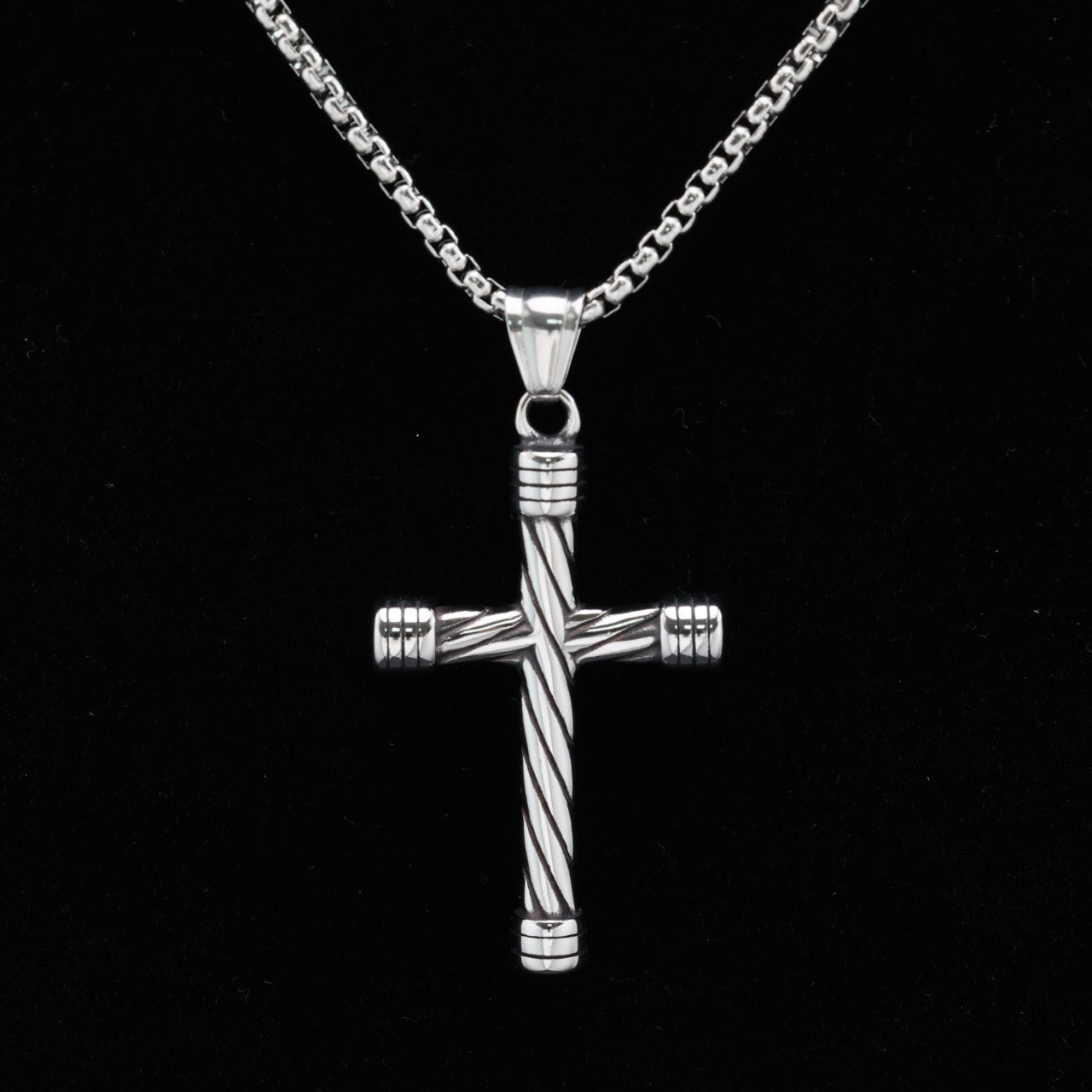 Striped Cross Pendant Necklace