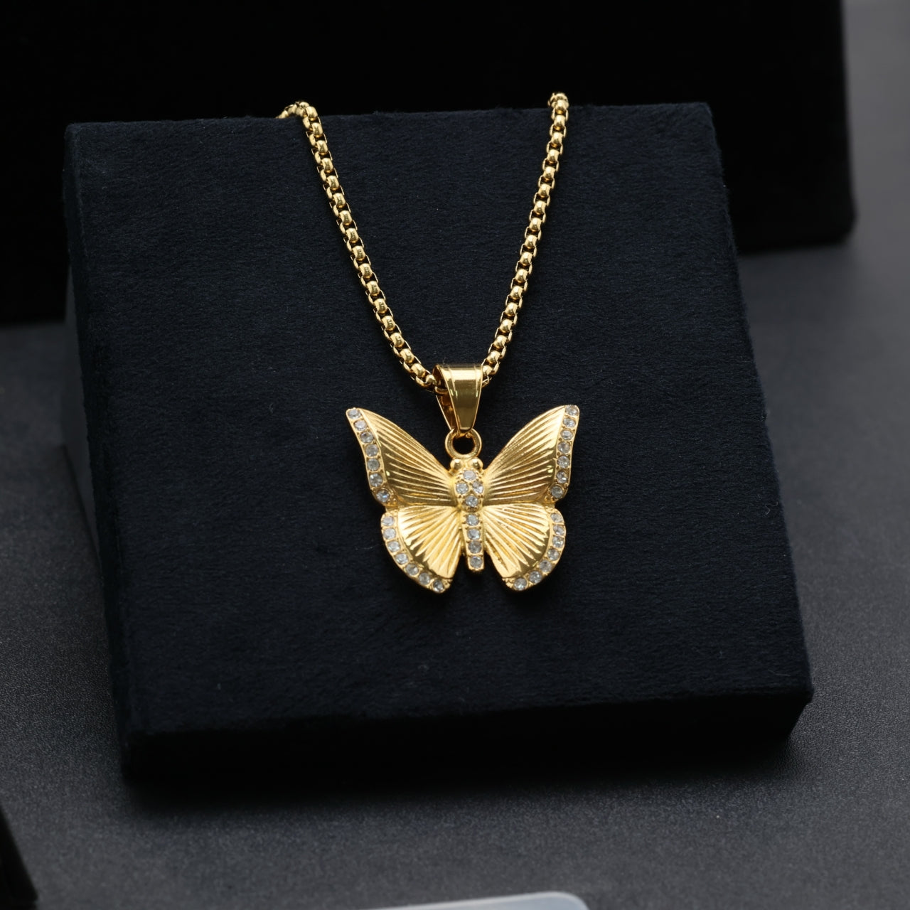 Gold-Plated Butterfly Pendant Necklace