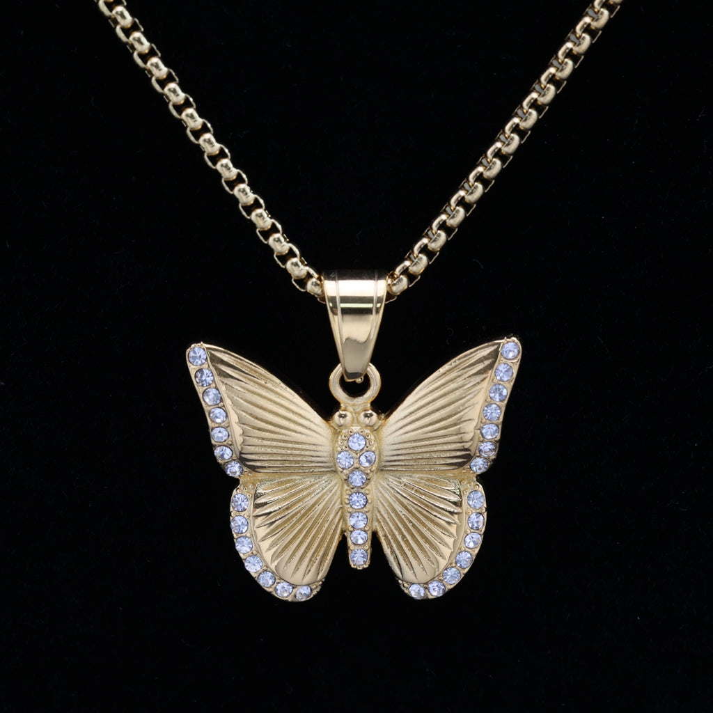 Gold-Plated Butterfly Pendant Necklace