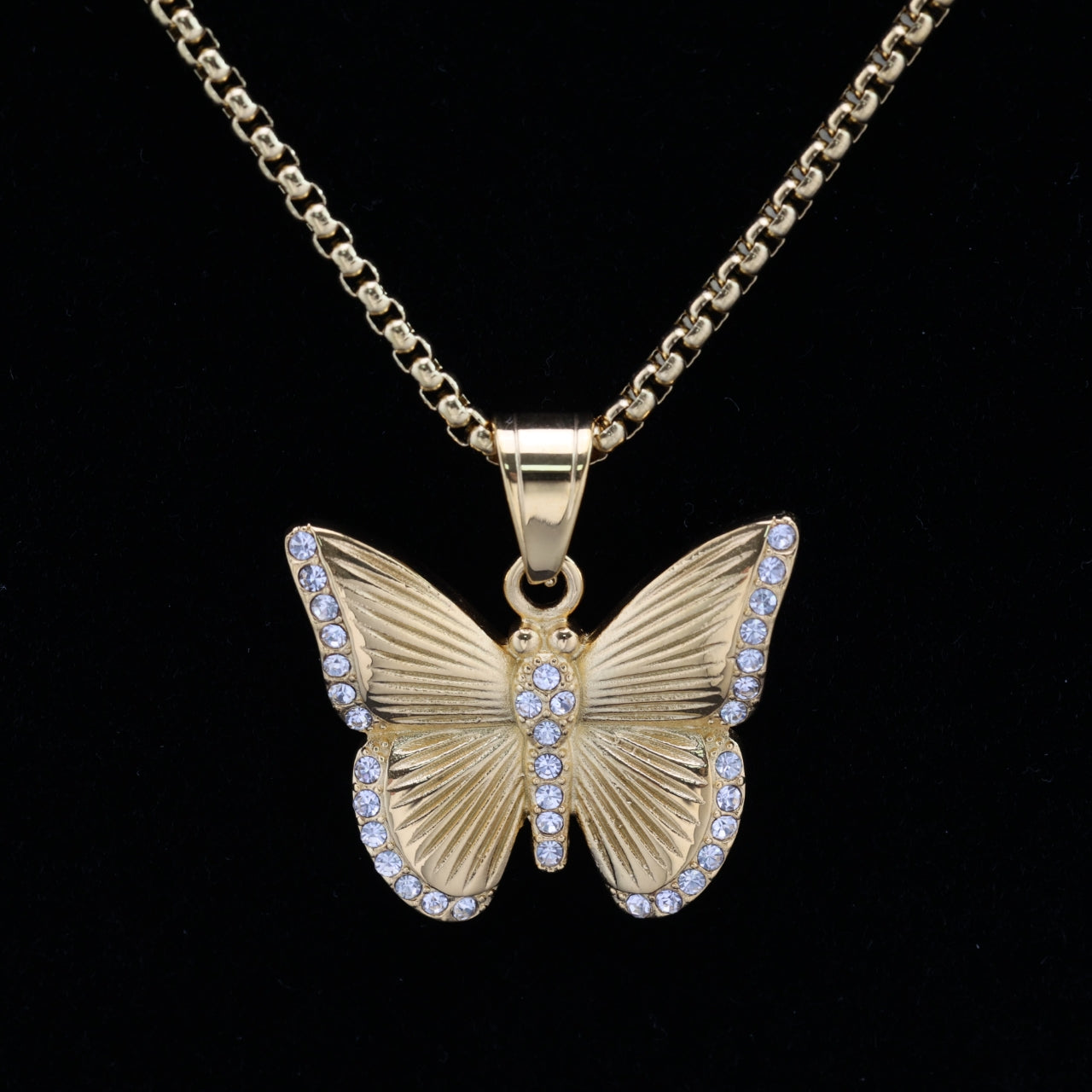 Gold-Plated Butterfly Pendant Necklace