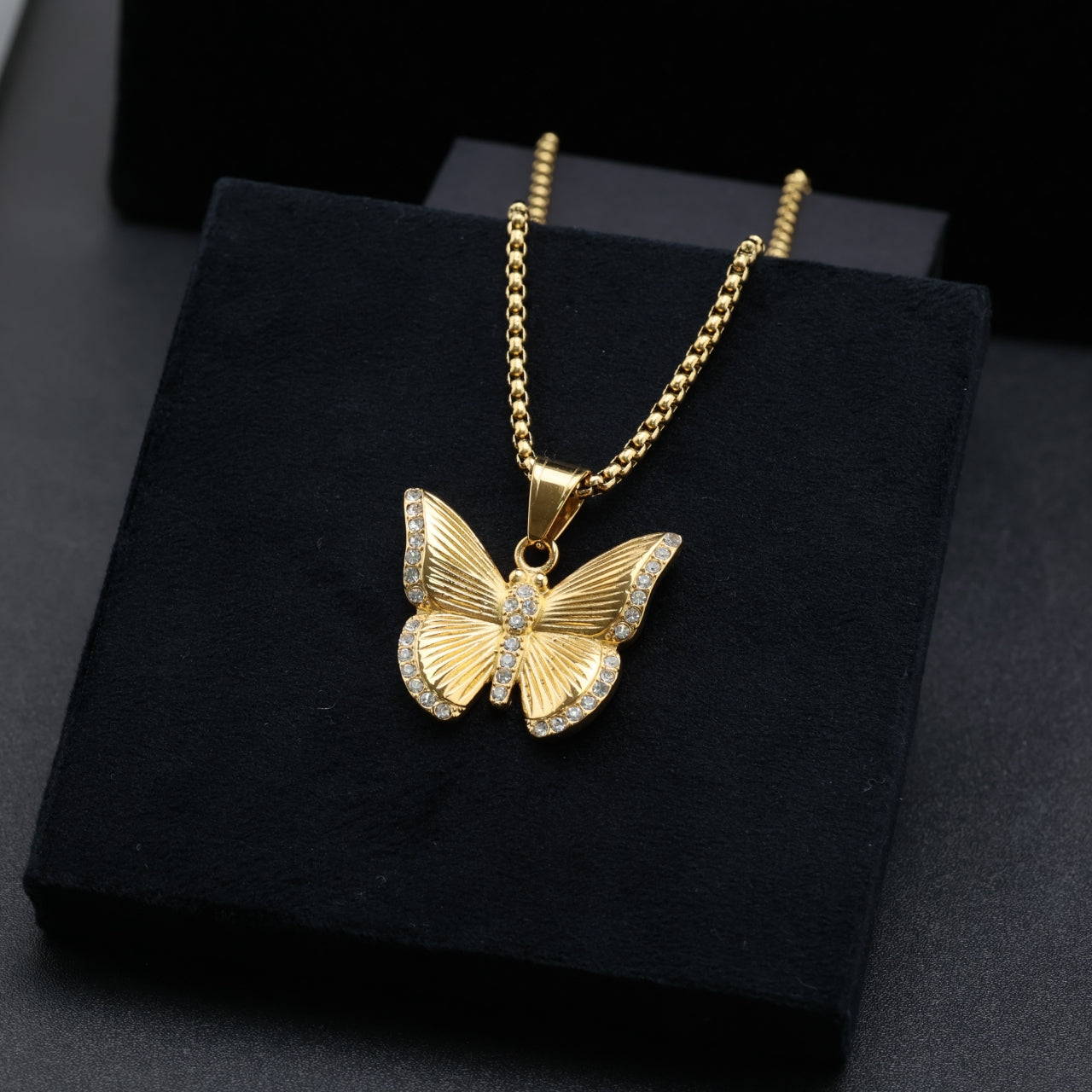 Gold-Plated Butterfly Pendant Necklace