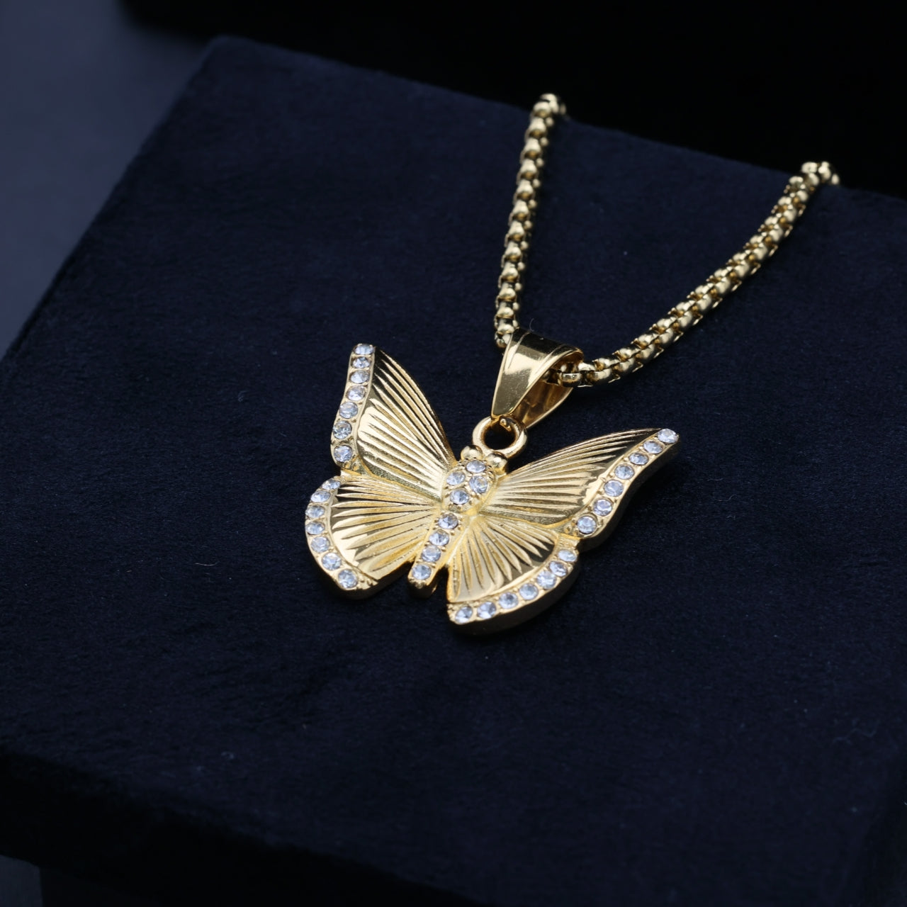 Gold-Plated Butterfly Pendant Necklace