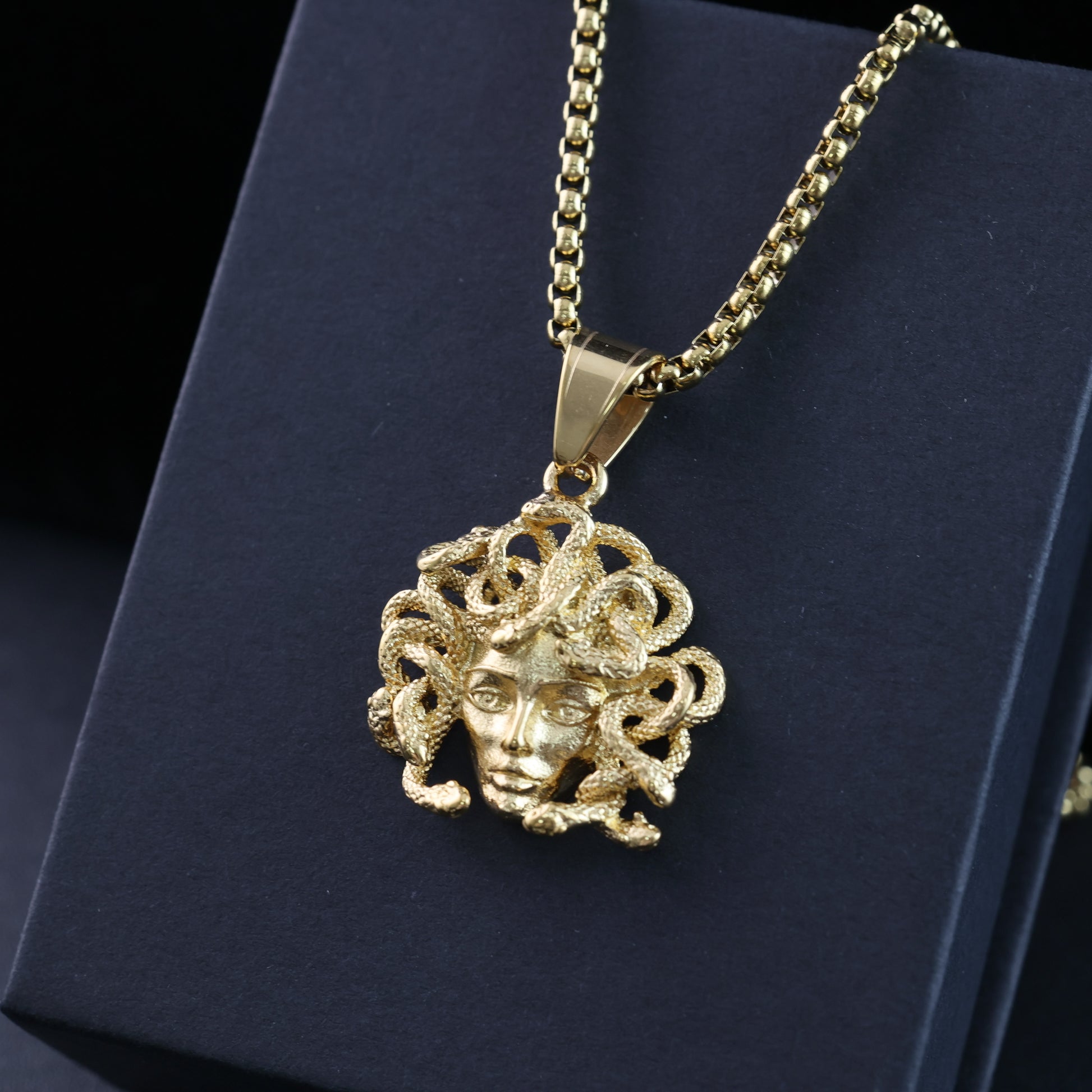 Gold-Plated Medusa Pendant Necklace
