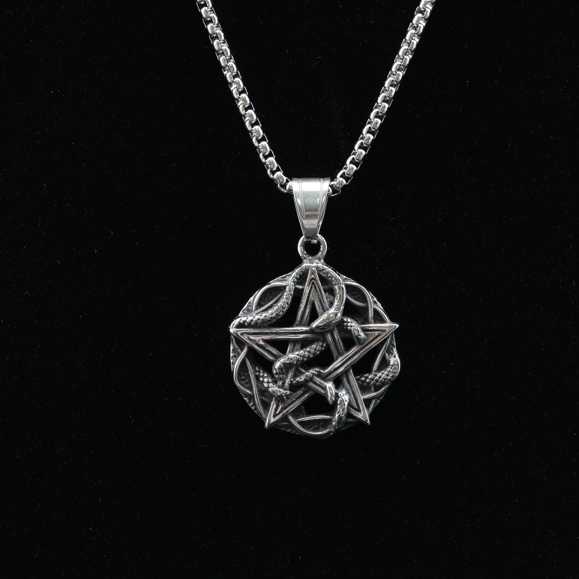 Pentagram Snake Pendant Necklace