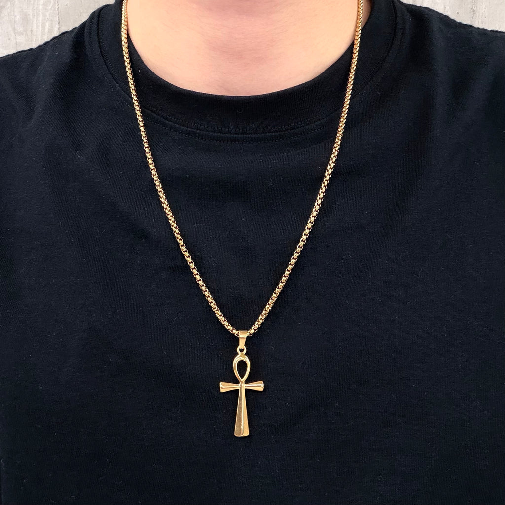 Gold-Plated Ankh Pendant Necklace