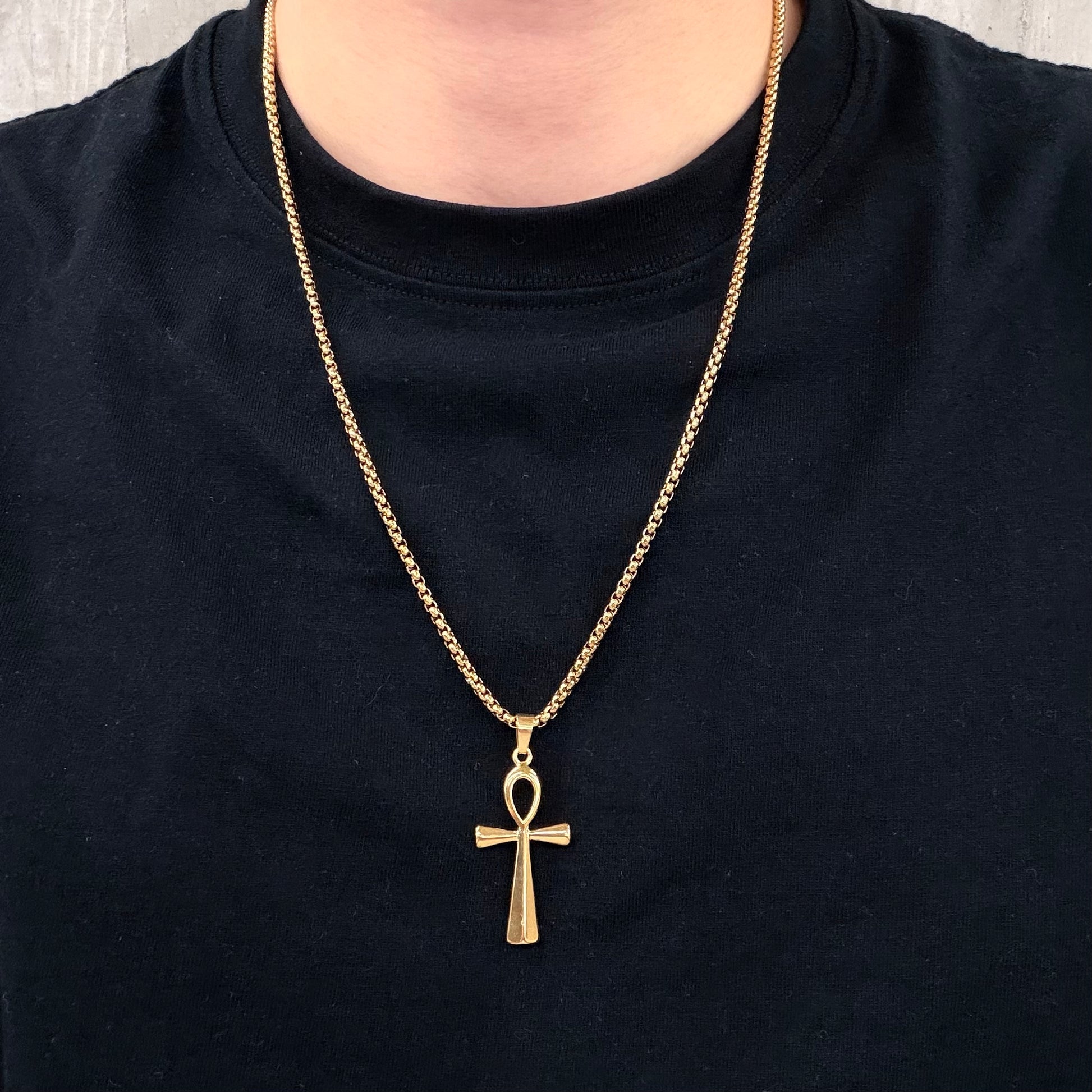Gold-Plated Ankh Pendant Necklace