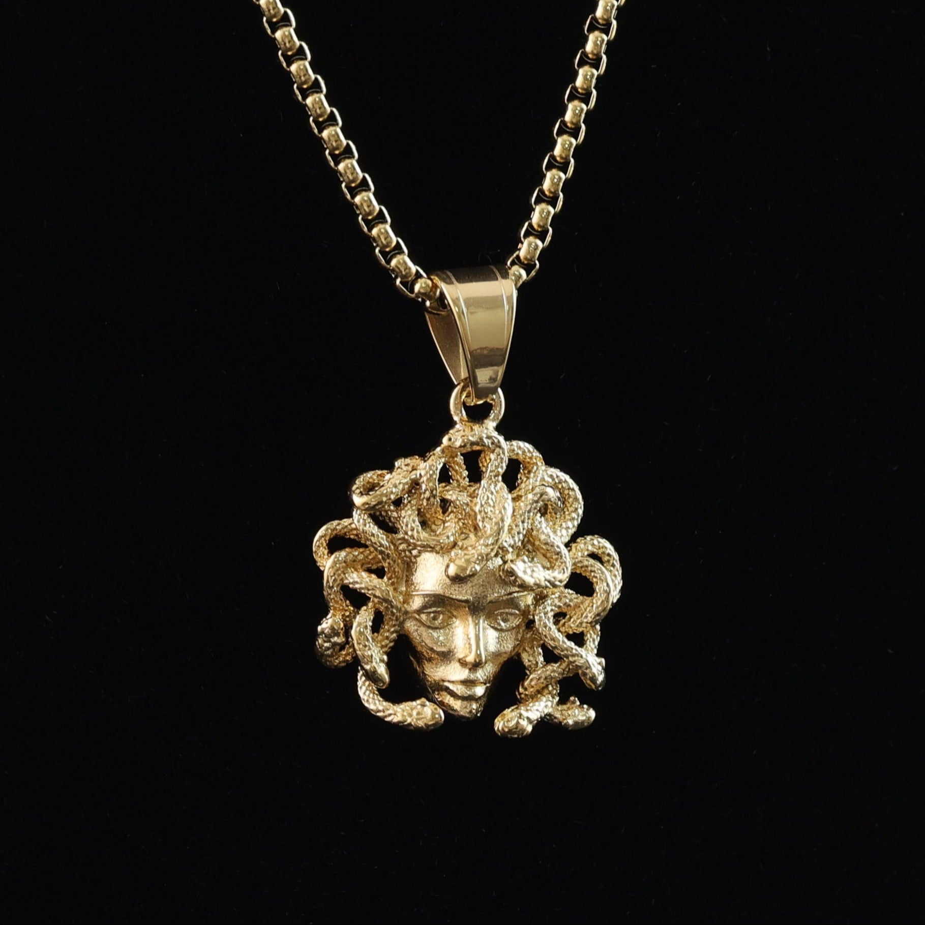 Gold-Plated Medusa Pendant Necklace