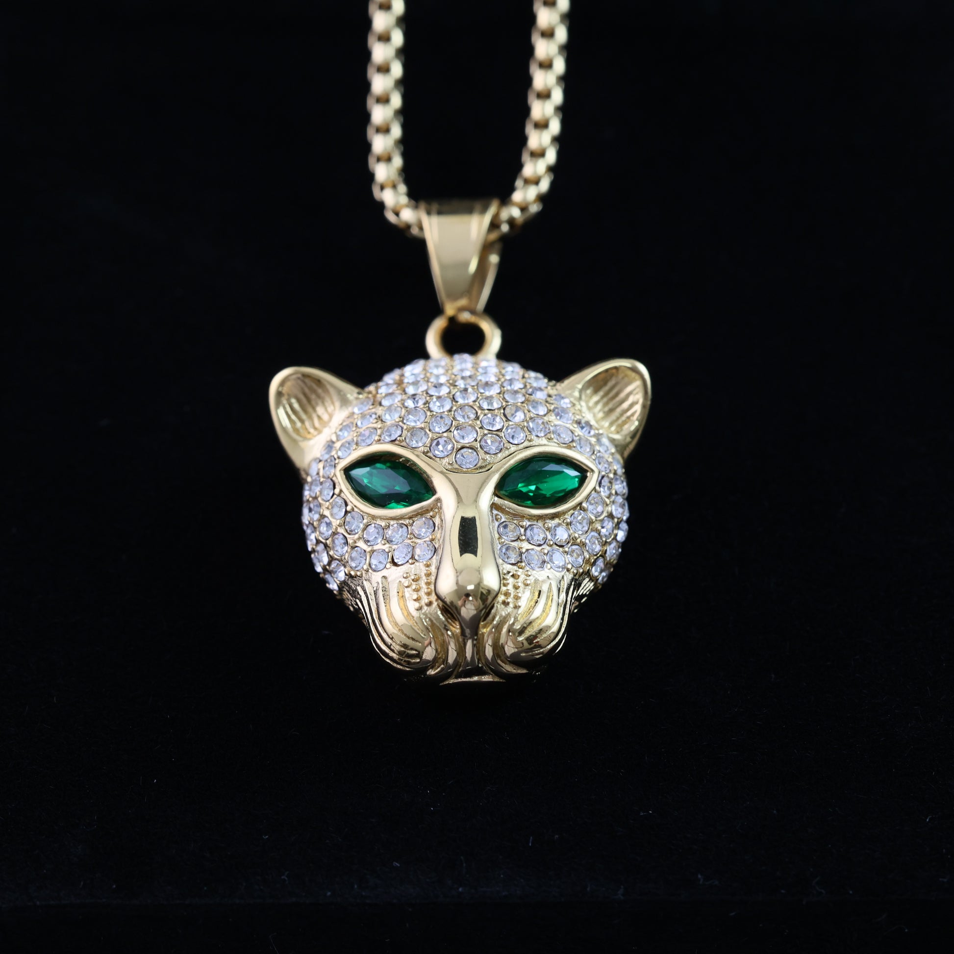 Gold-Plated Panther Pendant Necklace
