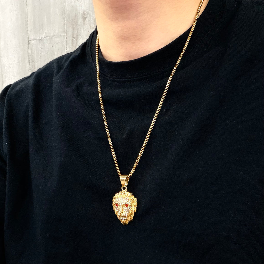 Gold-Plated Lion Head Necklace