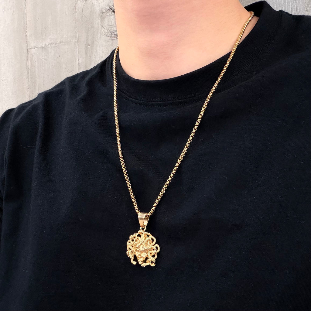 Gold-Plated Medusa Pendant Necklace