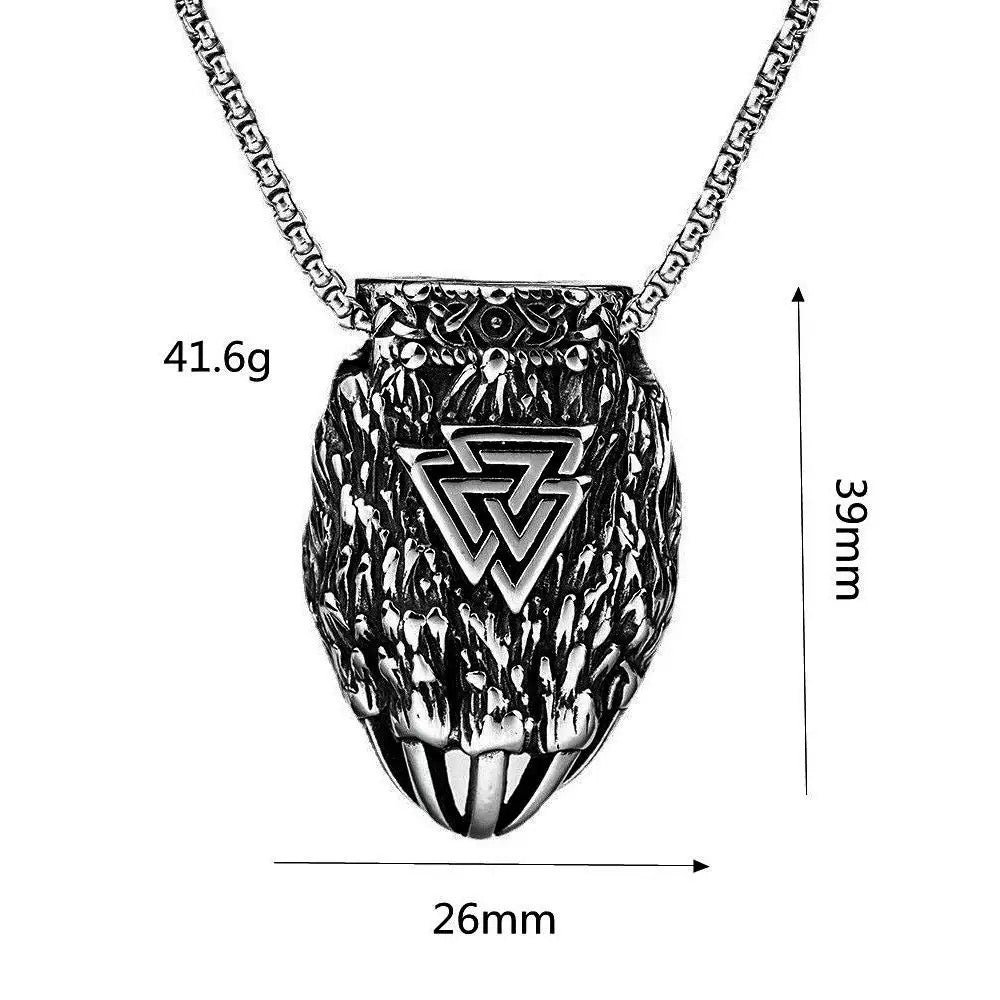 Viking Triangle Symbol Bear Claw Pendant Necklace