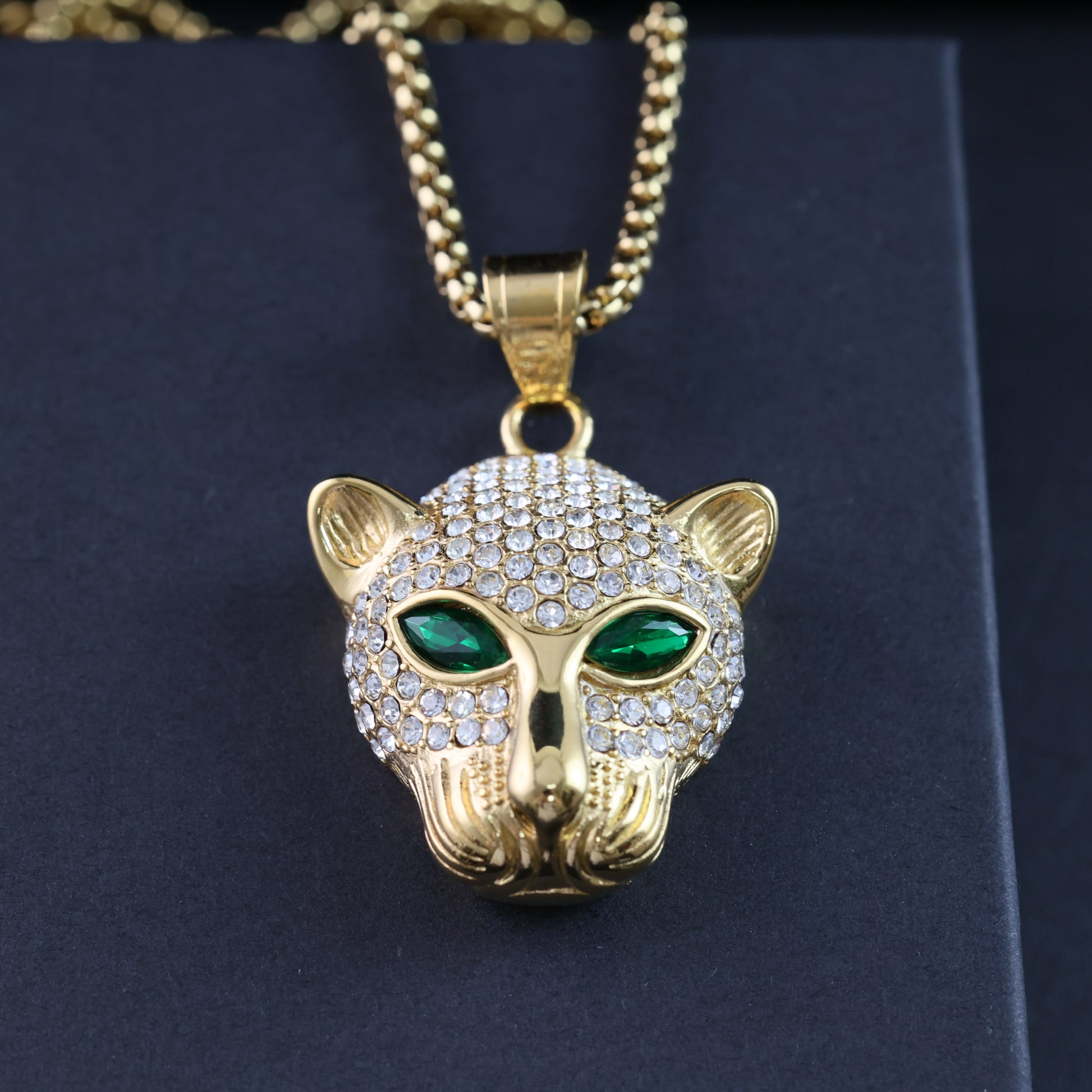 Gold-Plated Panther Pendant Necklace