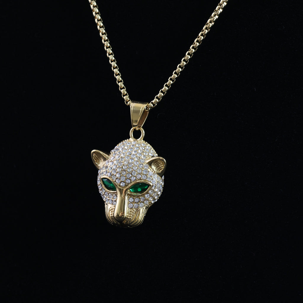 Gold-Plated Panther Pendant Necklace