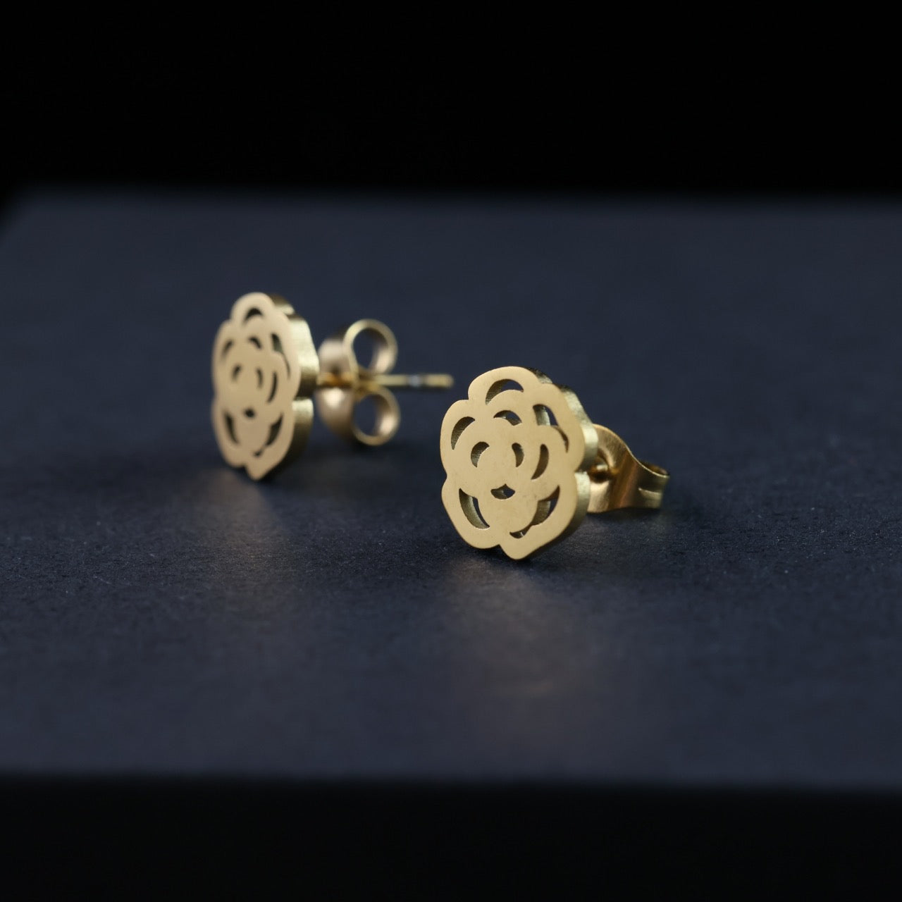 Gold-Plated Rose Necklace and Earrings Set